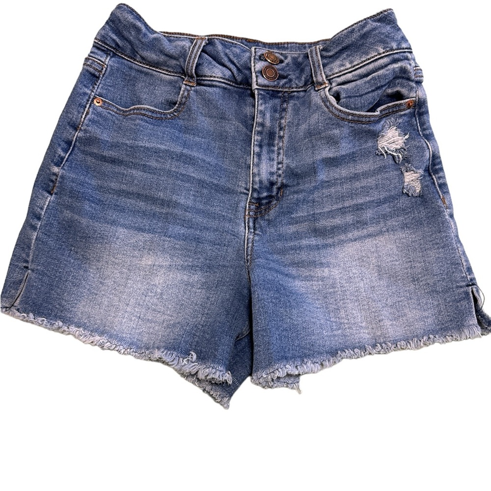 Vanilla Star faded distressed  jean Denim Blue shorts mid rise midi 5